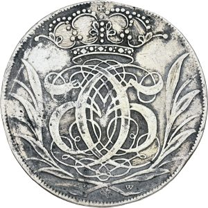 Christian V, Glückstadt, 4 mark / krone 1693, Sieg 138.1, H 125A, Aagaard 8, kv. 1+-1, renset/ridser i felter, filespor på rand.