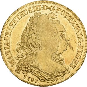 Brazil, Maria I & Pedro III (1777-1786), 6400 Reis 1781 R, Rio de Janeiro, KM 199.2, F 76, EF.