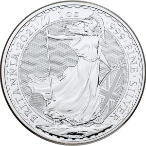 Great Britain, Elizabeth II, 2 Pounds 2021, Ag 999/1000, 1 Oz, "Brittania", S  BSF23, in capsule.