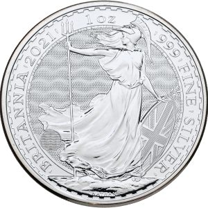Great Britain, Elizabeth II, 2 Pounds 2021, Ag 999/1000, 1 Oz, "Brittania", S  BSF23, in capsule.