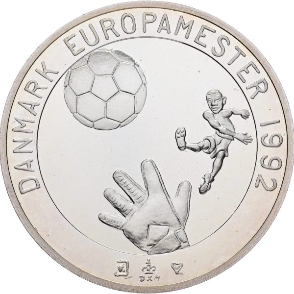 “Danmark Europamester 1992”, Ag 999/1000, 1 Oz, i kapsel.