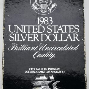 USA, "Olympic Dollar" 1983, KM 209, Ag, 900/1000, 27.73 g, in original box of issue.