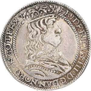 Frederik III, speciedaler 1653, Sieg 71.1, H 52A, Aagaard 81, kv. 01, særdeles sjælden.