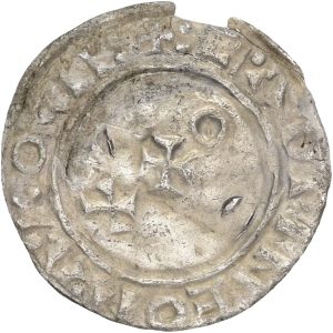 Hardeknud 1035–1042, Århus, Penning, 0,62 g, Hbg 44, Hbg. auk. 592, revner og kantmangel, sjælden, 1+-1