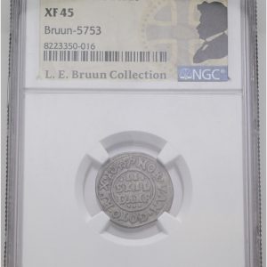 Christian IV, 2 skilling 1645, Sieg 37, H 151A, LEB 5753, NGC XF 45, ex. L.E. Bruun.