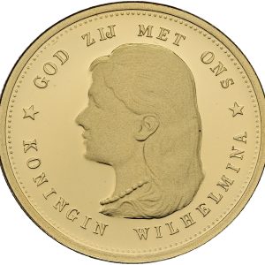 Netherlands, Wilhelmina, 10 Gulden 1892 - medal, Au, 3.55 g 585/1000, Proof.