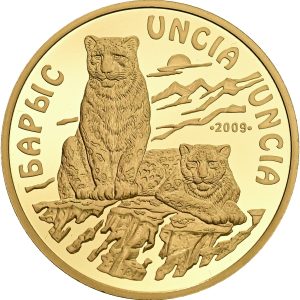 Kazakhstan, 500 Tenge 2009, Snow Leopard, Au, 31,1 g, 999/1000, KM 230, Proof.