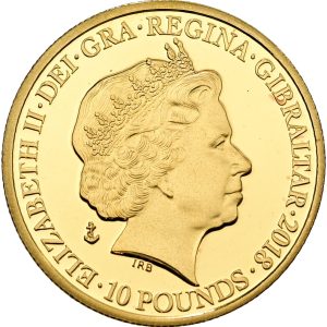 Gibraltar, Elizabeth II, 10 Pounds 2018, Au, 3.15 g, 999/1000, KM 1634, Proof.