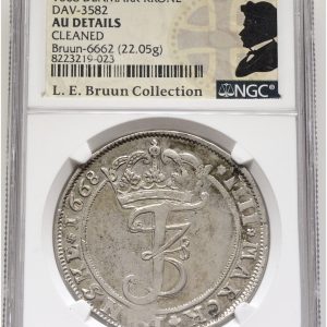 Frederik III, 4 mark / krone 1668, Sieg 60, H 116, Aagaard 89.7 (68-H21/68-H4), LEB 6662, NGC AU Details - cleaned, ex. L.E. Bruun, original samleretiket medfølger.