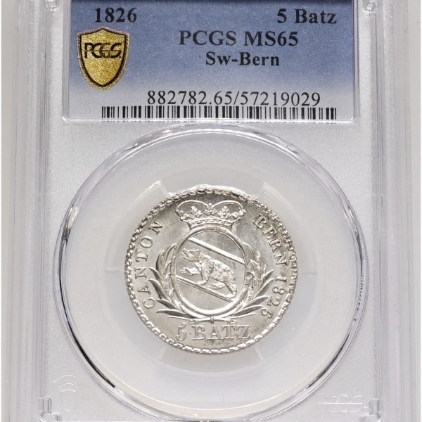 Switzerland, Bern, 5 Batzen 1826, KM 196.1, PCGS MS65