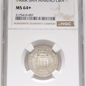 San Marino, Lira 1906 R, KM 4, NGC MS 64+