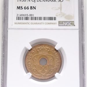 Christian X, 5 øre 1938, Sieg 4.2, H 28B, NGC MS 66 BN.