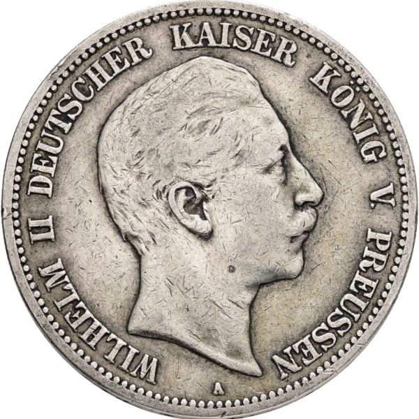 Germany, Prussia, Wilhelm II, 5 Mark 1894 A, KM 523, VF-F.