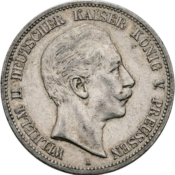 Germany, Prussia, Wilhelm II, 5 Mark 1907 A, KM 523, VF.