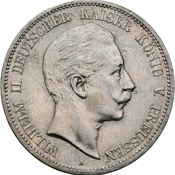 Germany, Prussia, Wilhelm II, 5 Mark 1908 A, KM 523, EF.
