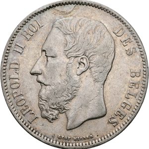 Belgium, Leopold II, 5 Francs 1870, KM 24.