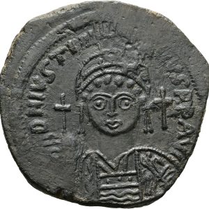 Byzantinske Kejserdømme, Justinian I (527-565), Folles, 19,32 g, Sear 163, kv. 1+. Ex. Münzhandel Schüller, maj 2006.