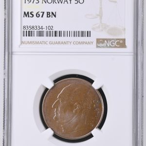 Norge, 5 øre 1973, NM 105 - graderet MS 67 BN af NGC