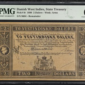 Dansk Vestindien / Danish West Indies, 2 Vestindiske Dalere 1898, nr. 9604, blanket / remainder, Sieg 8b, Pick 8r, PMG 63 Choise Uncirculated.