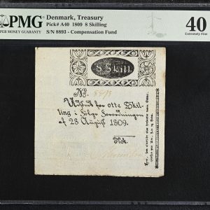 8 skilling 1809, nr. 8893, Sieg 44, Pick A40, PMG 40 Extremely Fine - stains