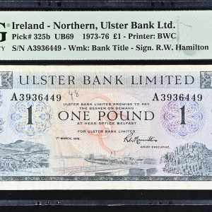 Northern Ireland, Ulster Bank Ltd., 1 Pound ND (1973-1976), no. A3936449, Pick 325b - PMG 20 Very Fine