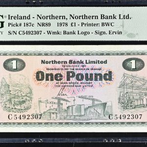 Northern Ireland, Northern Bank Ltd., 1 Pound 1878, no. C5492307, Pick 187c - PMG 25 Very Fine