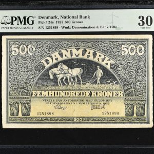 Danmark, 500 kroner 1925, nr. 1251898, V. Lange / Clementsen, Sieg 113, Pick 24e, PMG Very Fine 30
