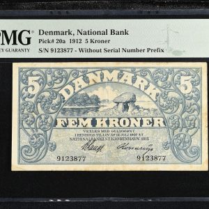 Danmark, 5 kroner 1912, nr. 9123877, V. Lange / Kornerup, Sieg 100, Pick 20, PMG Very Fine 30, stains