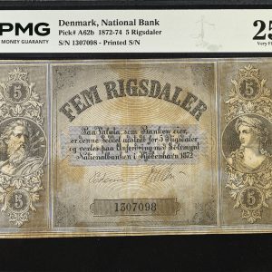 Danmark, 5 rigsdaler 1872, nr. 1307098, Sieg 77, Pick A62, PMG Very Fine 25, stained - Top Pop