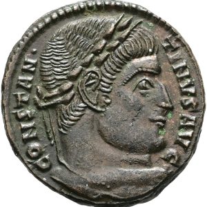 Roman Empire, Constantine I (307/310-337), Arelate, ca. 324-325, Follis, Campgate, RIC 287, 3.14 g, EF-VF