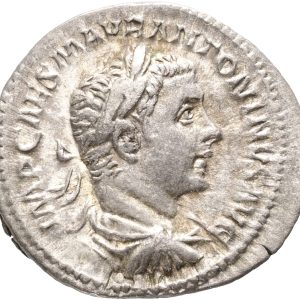 Roman Empire, Elagabalus (218-222), Denarius, Rome, 218-219 AD. Salus. RIC 140b. 3.21 g. VF